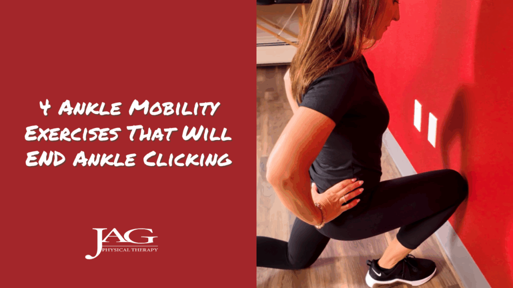 physical therapist in a lunge position facing the wall to show an ankle exercise stretch