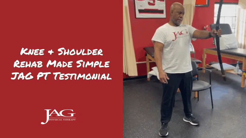 patient performing physical therapy led exercises post his shoulder surgery