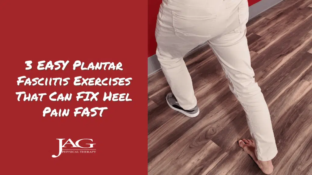 physical therapist pushing against a wall with one knee bent forward and the other leg stretched straight behind him. He is performing a exercise to help with plantar fasciitis