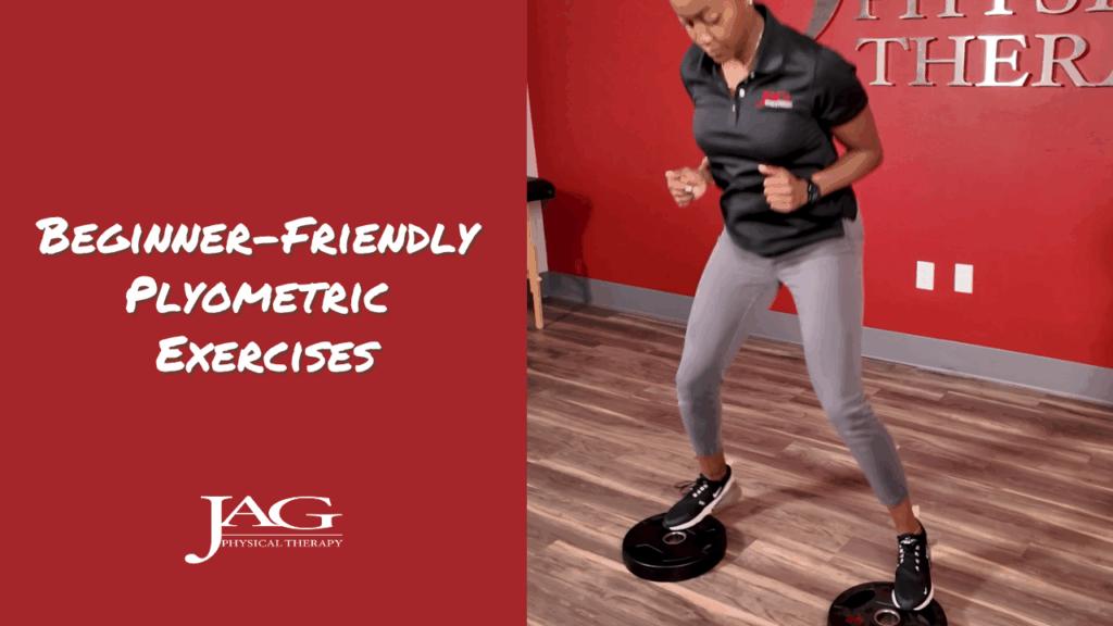 Person who is athletic trainer and personal trainer, performing plyometric exercises that all beginners can try.