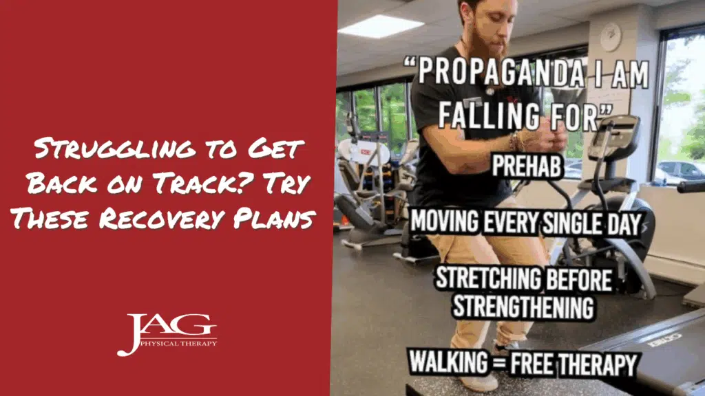 Athletic trainer at JAG PT jumping up onto a short platform