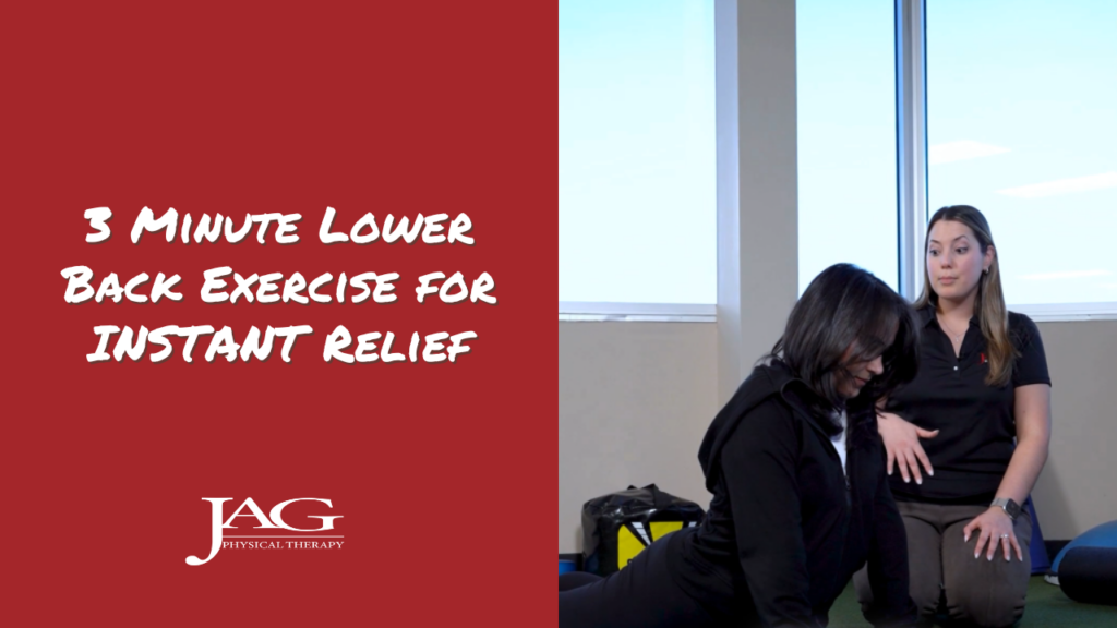 physical therapist teaching a patient the best stretch to relieve her lower back pain